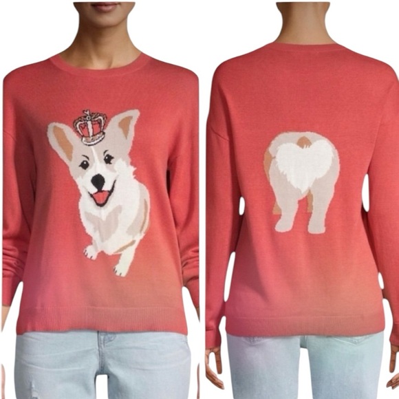 Queen’s Corgi Sweater Front & Back Design XXL Novelty graphic - Picture 1 of 12